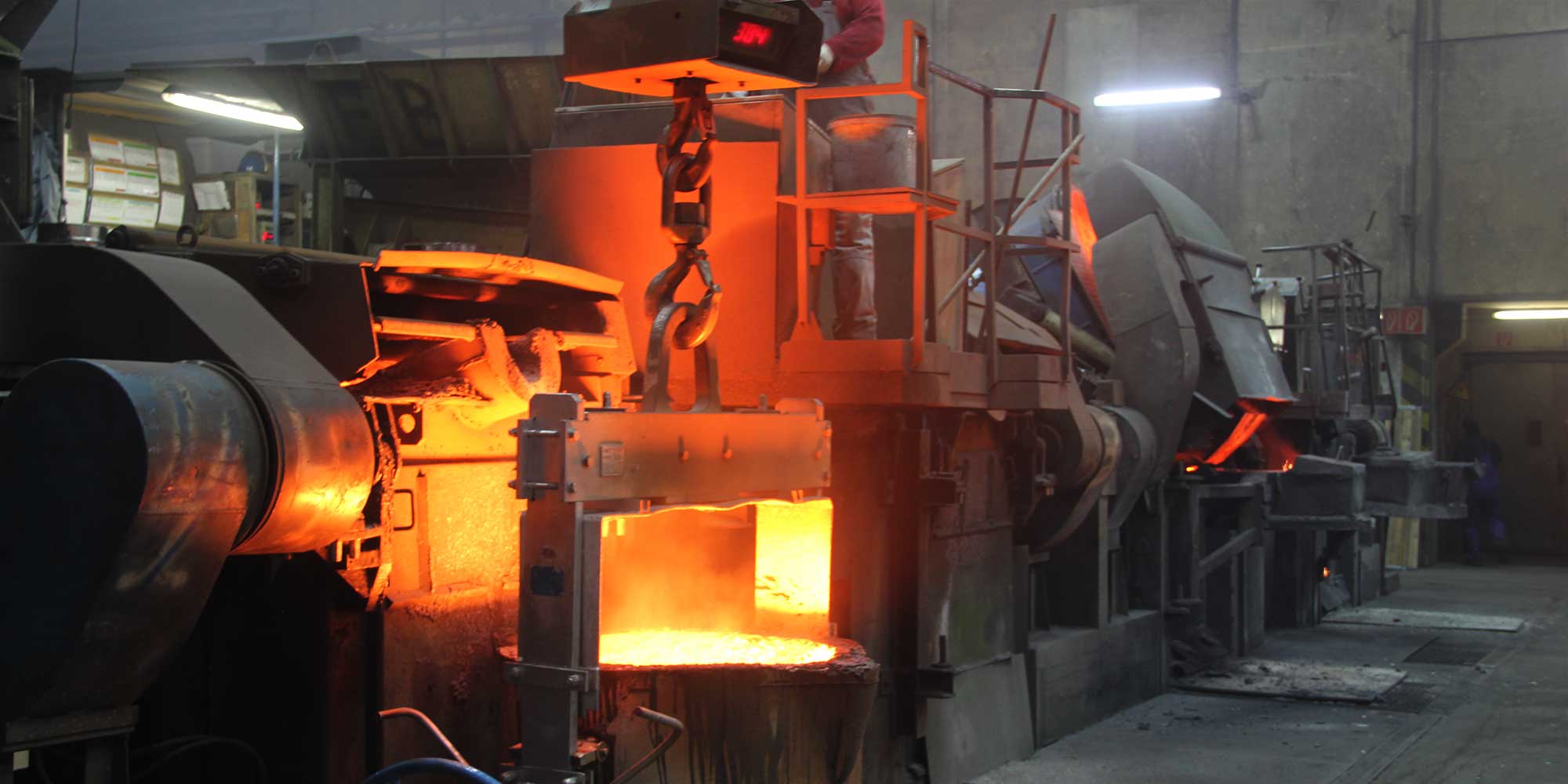 At the casting furnace